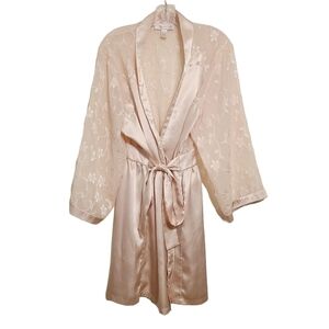 Oscar de la Renta | Women's Vintage Pale Pink Belted Robe (Size Large)